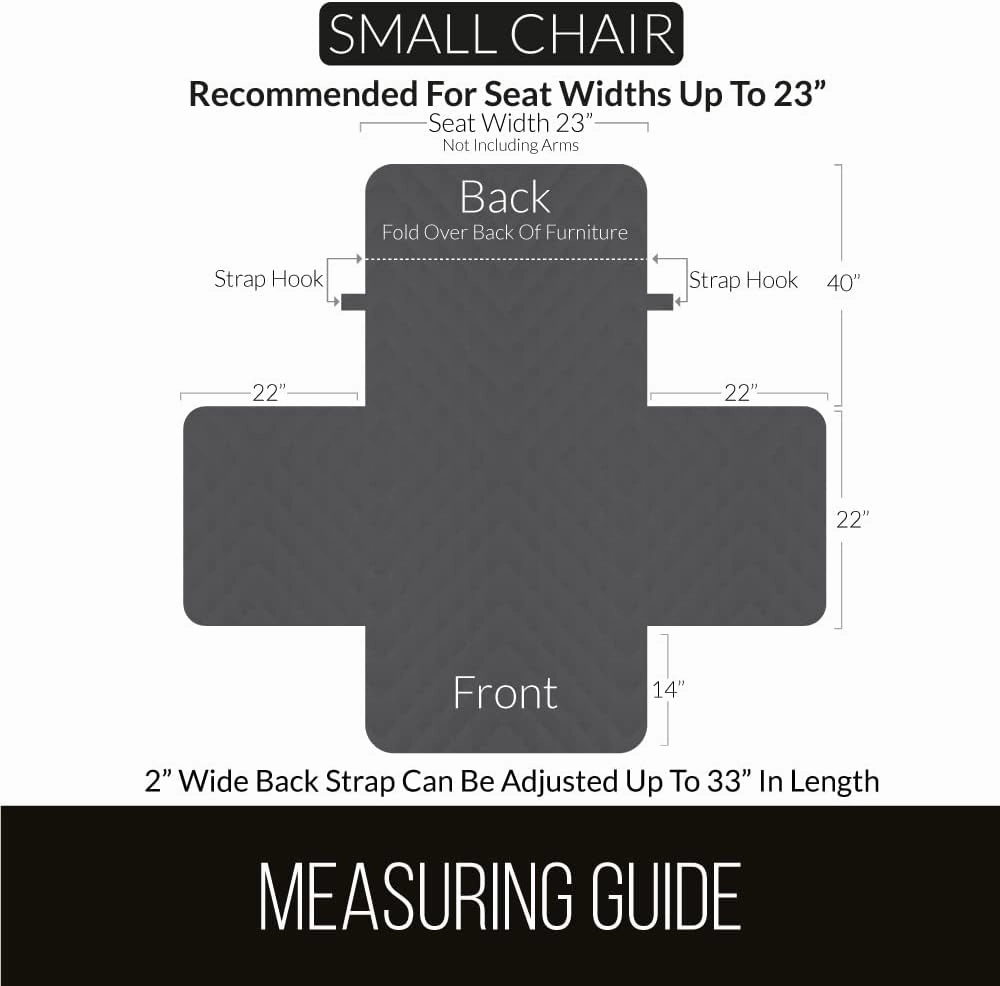 Sofa Shield Chair Slip Cover with Patented Strap, Cushion Protector, Reversible Stain and Dog Tear Resistant Slipcover, Quilted Microfiber 23in Seat, Washable Covers for Dogs Pets Kids, Latte Linen