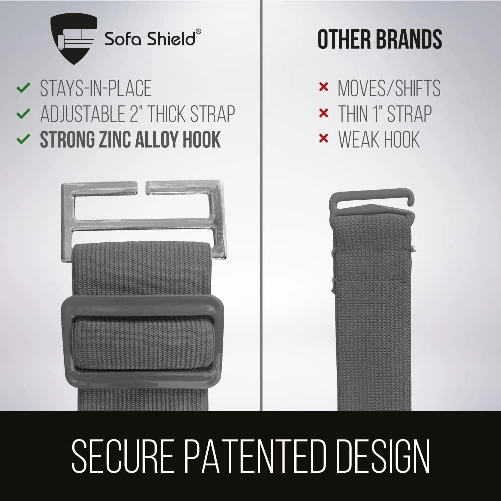 Sofa Shield Couch Slip Cover with Patented Strap, Large Cushion Protector, Reversible Stain and Dog Tear Resistant Slipcover, Quilted Microfiber 78in Seat, Washable Covers for Dogs Pets, Navy Sand