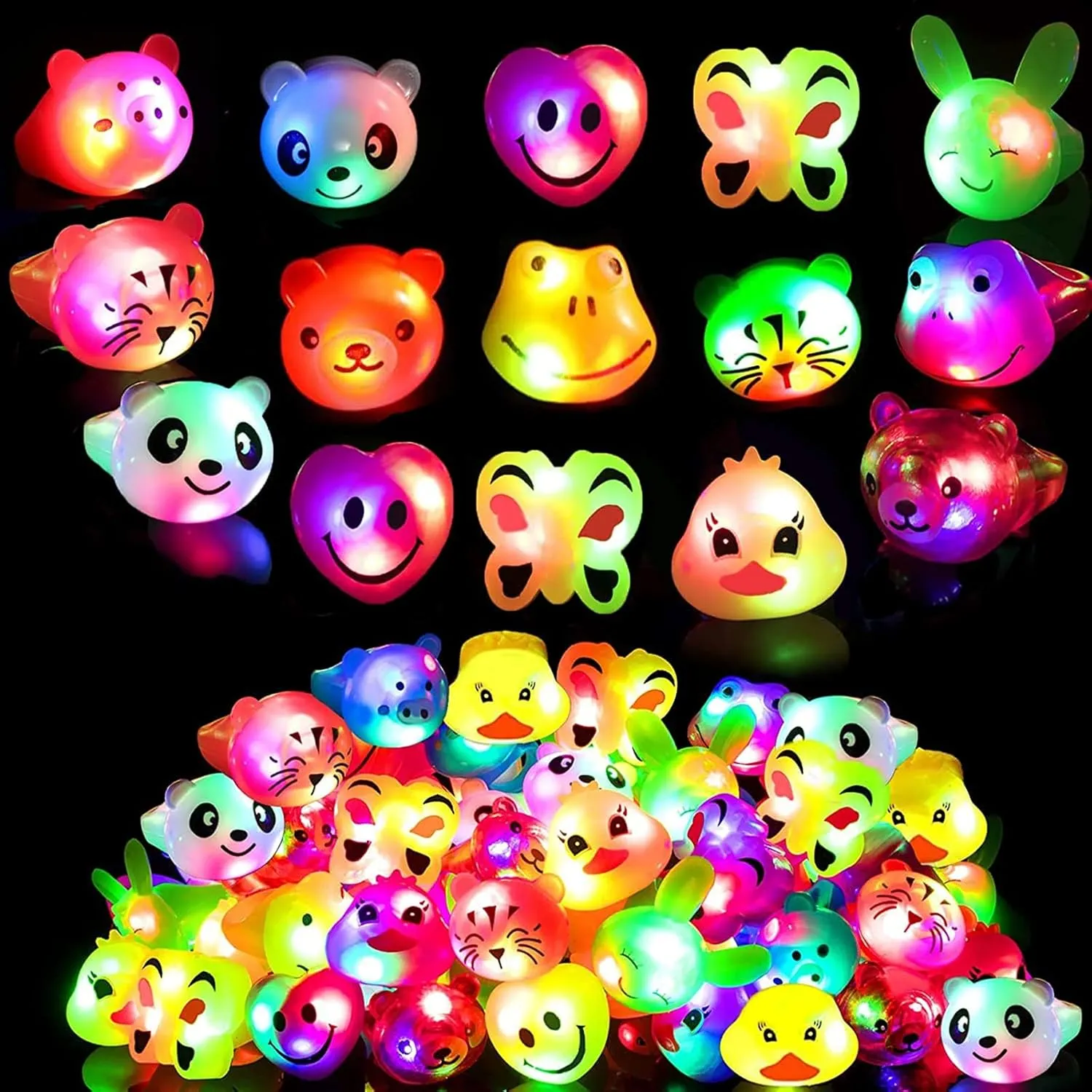 SOFLIY 27 Pcs LED Light Up Ring - Colorful Flashing Bumpy Rings Finger Toys Novelty Glow in the Dark Soft Jelly Blinking Rings Party Favors for Adults Kids Bachelorette Party Halloween Concert Gifts