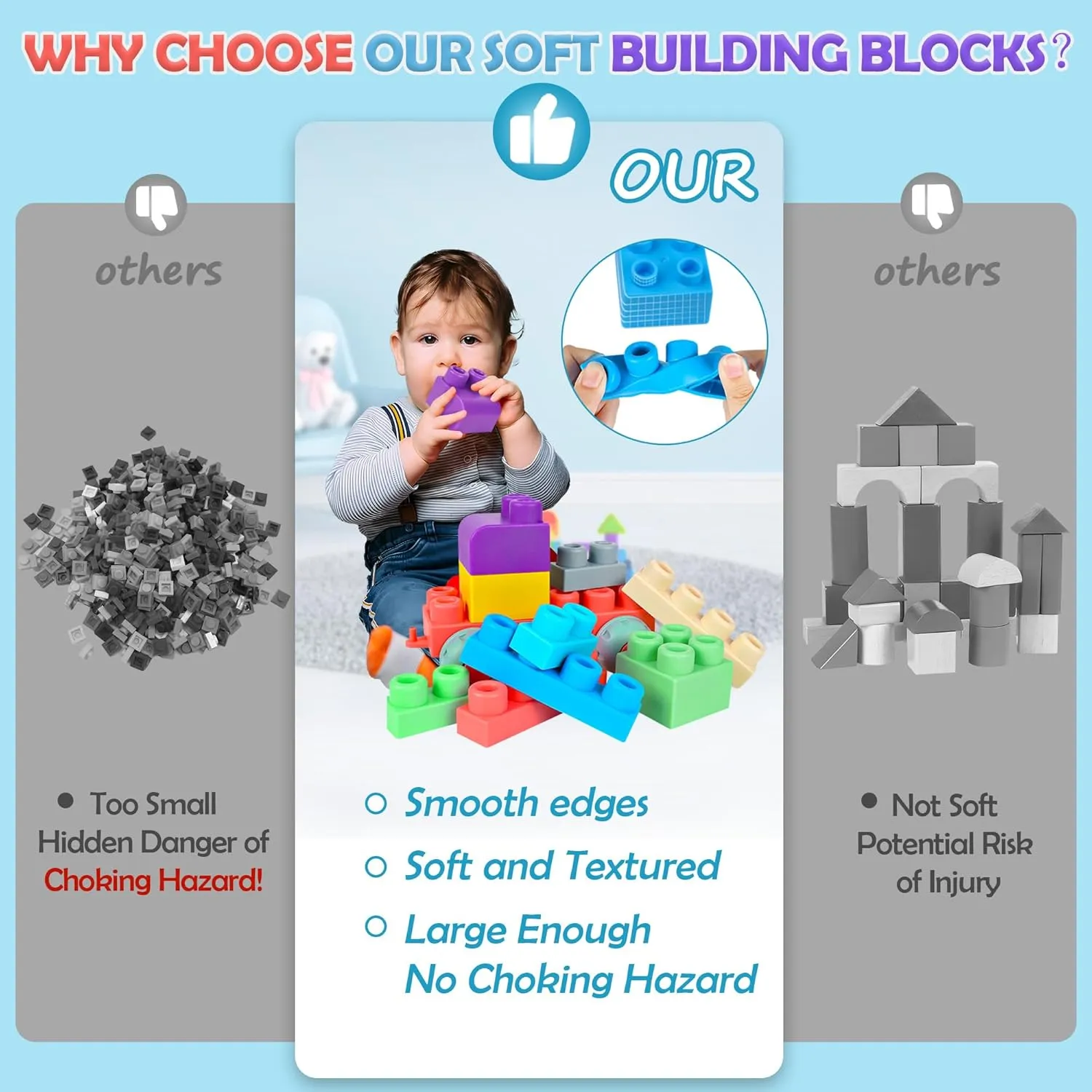 Soft Building Blocks for Toddler, Blocks for Kids 6 Months and up, Large Creative Stacking Blocks 20 PCS STEM Blocks, Toddler Stacking Toy Gifts Colorful Soft Block Sets