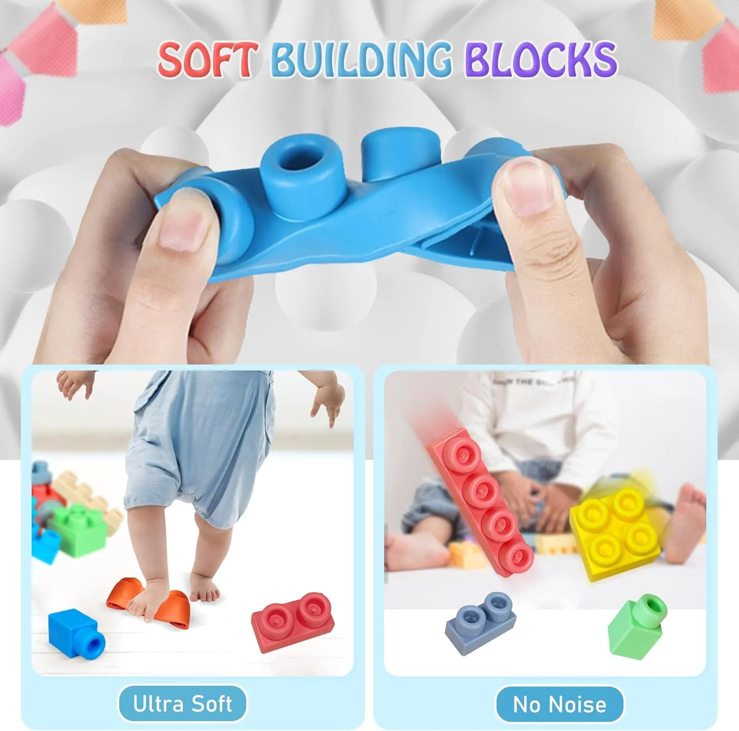 Soft Building Blocks for Toddler, Blocks for Kids 6 Months and up, Large Creative Stacking Blocks 20 PCS STEM Blocks, Toddler Stacking Toy Gifts Colorful Soft Block Sets