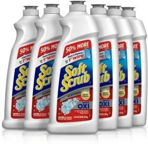 Soft Scrub Multi-Purpose Kitchen and Bathroom Cleanser with Oxi, 36 Ounce (Pack of 6)