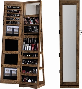 SogesGame 63"x15" Full Length Mirror with Storage Jewelry Cabinet, Lockable Wall or Door Mount Storage Cabinet Jewelry Armoire Organizer with Mirror, Jewelry Box For Women Full Length, Retro