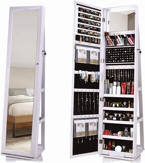SogesGame 63"x15" Full Length Mirror with Storage Jewelry Cabinet, Lockable Wall or Door Mount Storage Cabinet Jewelry Armoire Organizer with Mirror, Jewelry Box For Women Full Length, White