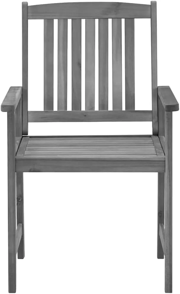 Solid Acacia Wood Patio Chairs with Cushions 2 pcs Gray Outdoor Furniture Set for Patio Lawn Poolside Backyard Lounge