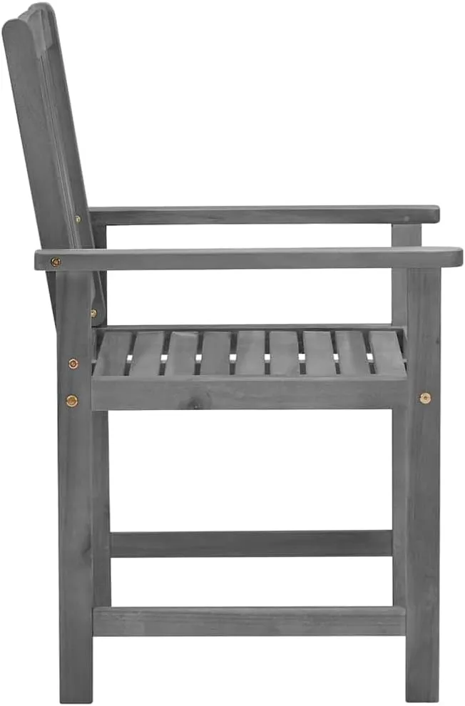 Solid Acacia Wood Patio Chairs with Cushions 2 pcs Gray Outdoor Furniture Set for Patio Lawn Poolside Backyard Lounge