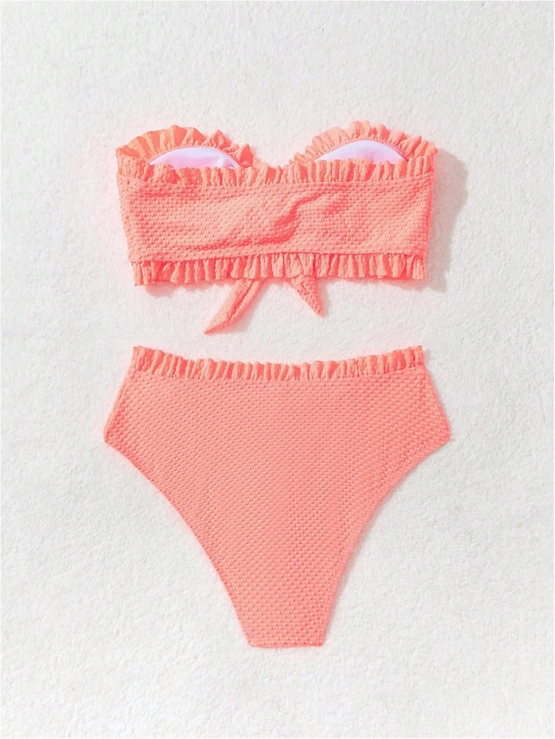 SOLY HUX Women's Ruffle Strapless Bikini Set 2 Piece Bandeau Swimsuit High Waist Bathing Suits