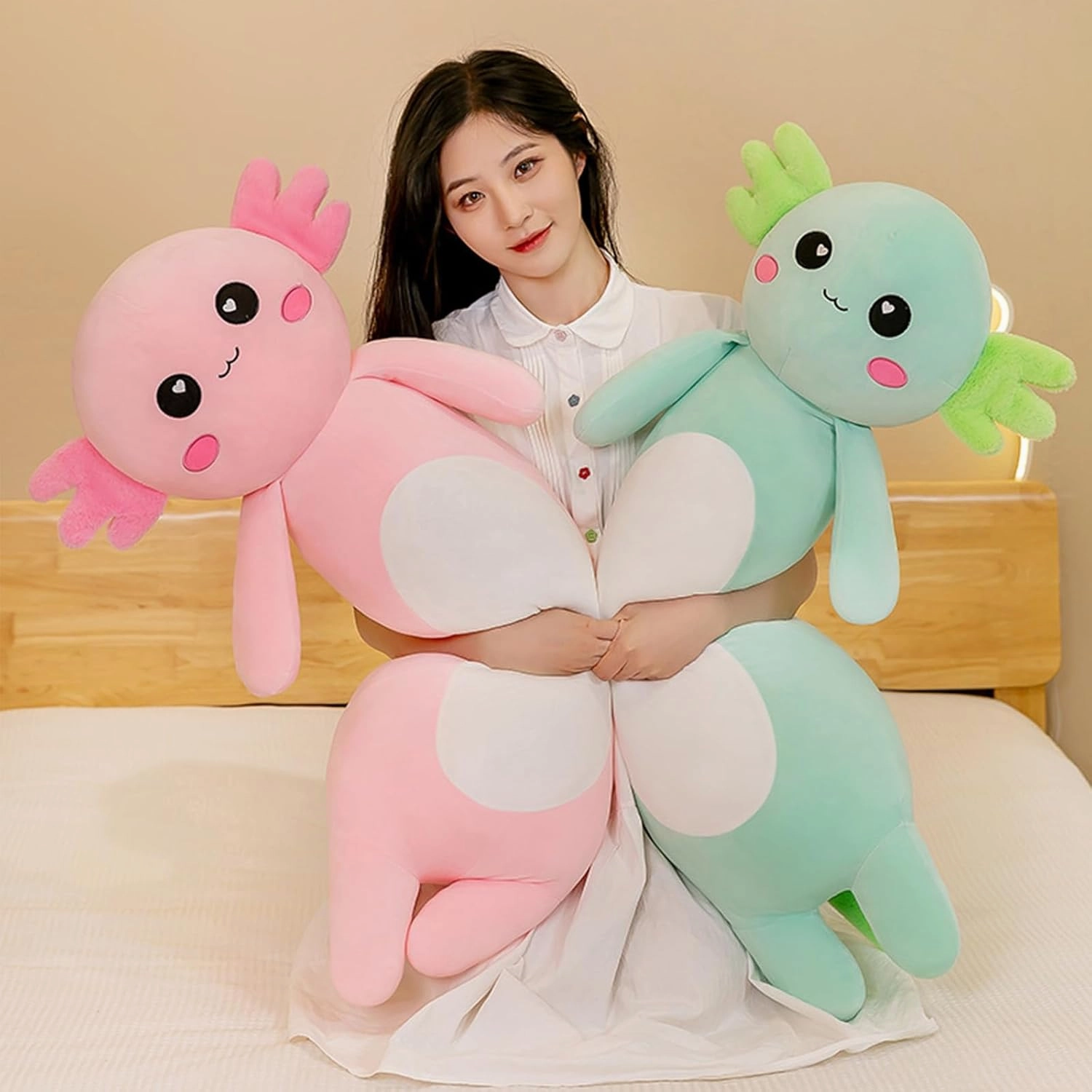 Somao Long Axolotl Plush Pillow, Cute Axolotl Stuffed Animal Body Plush Soft Plushies Doll Toy for Girls Boys(80cm/31.4inch,Green)