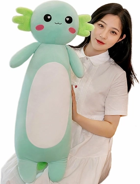 Somao Long Axolotl Plush Pillow, Cute Axolotl Stuffed Animal Body Plush Soft Plushies Doll Toy for Girls Boys(80cm/31.4inch,Green)
