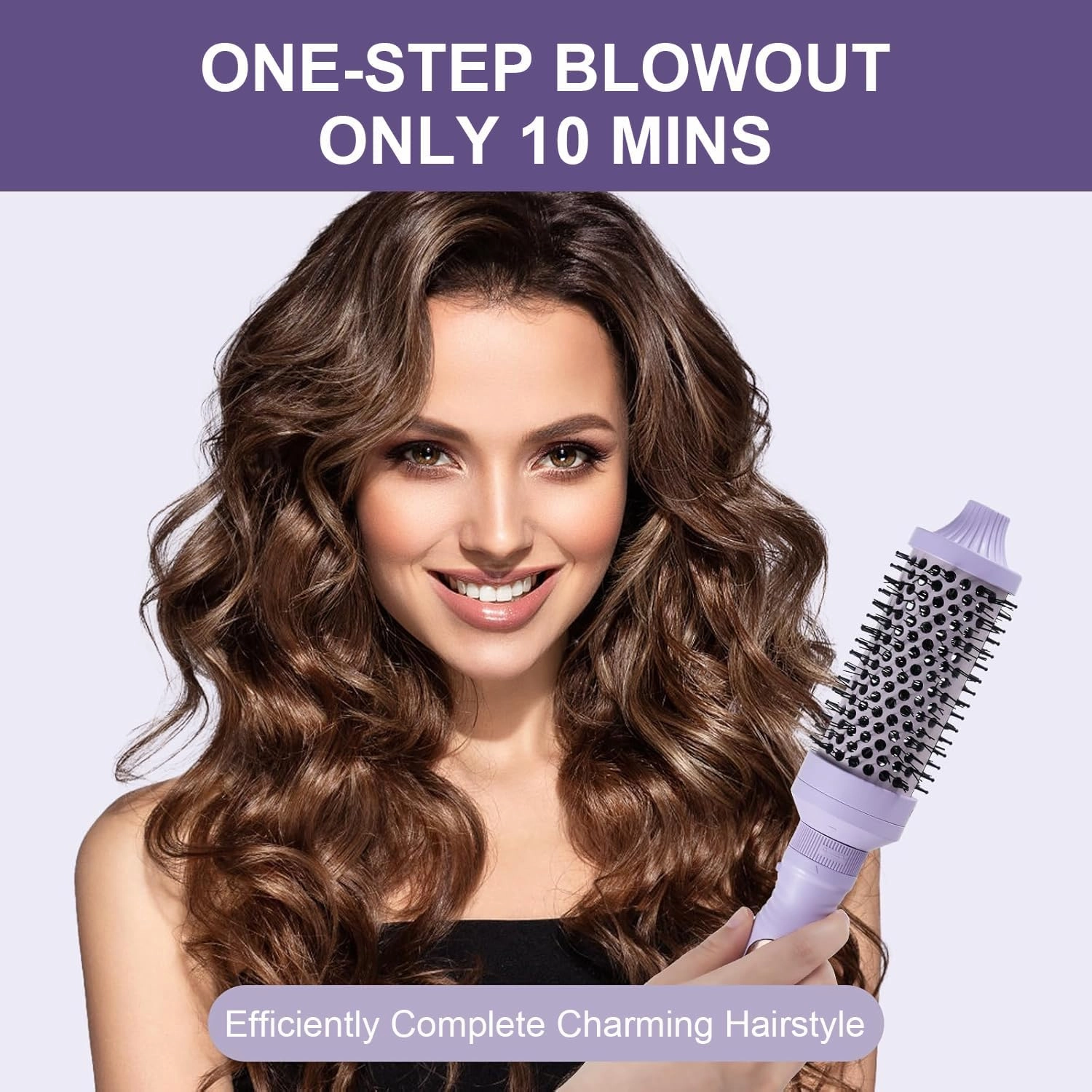 Sonew Heated Round Brush, Thermal Brush Curling Iron Set 1.25 1.5 1.77 inch, Tourmaline Ceramic Infrared Negative Ions for Frizz-Free Smooth Curling Straightening Hair Blowout, Dual Voltage, Purple
