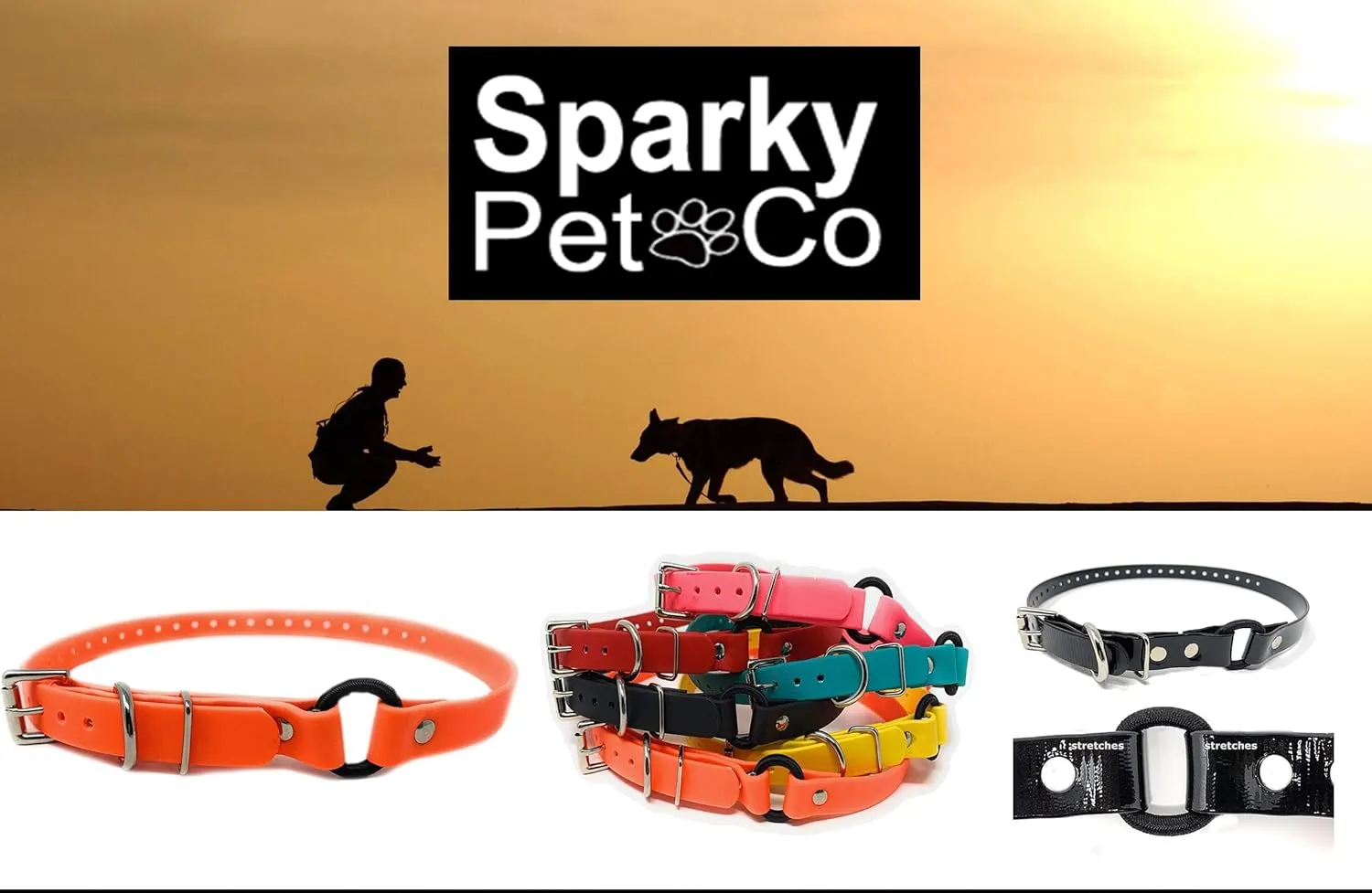 Sparky Pet Co - 3/4" ECollar Replacement Strap - Bungee Loop Dog Collar - Waterproof Biothane - Adjustable - Metal Clasp - for Invisible Fence Systems,Red