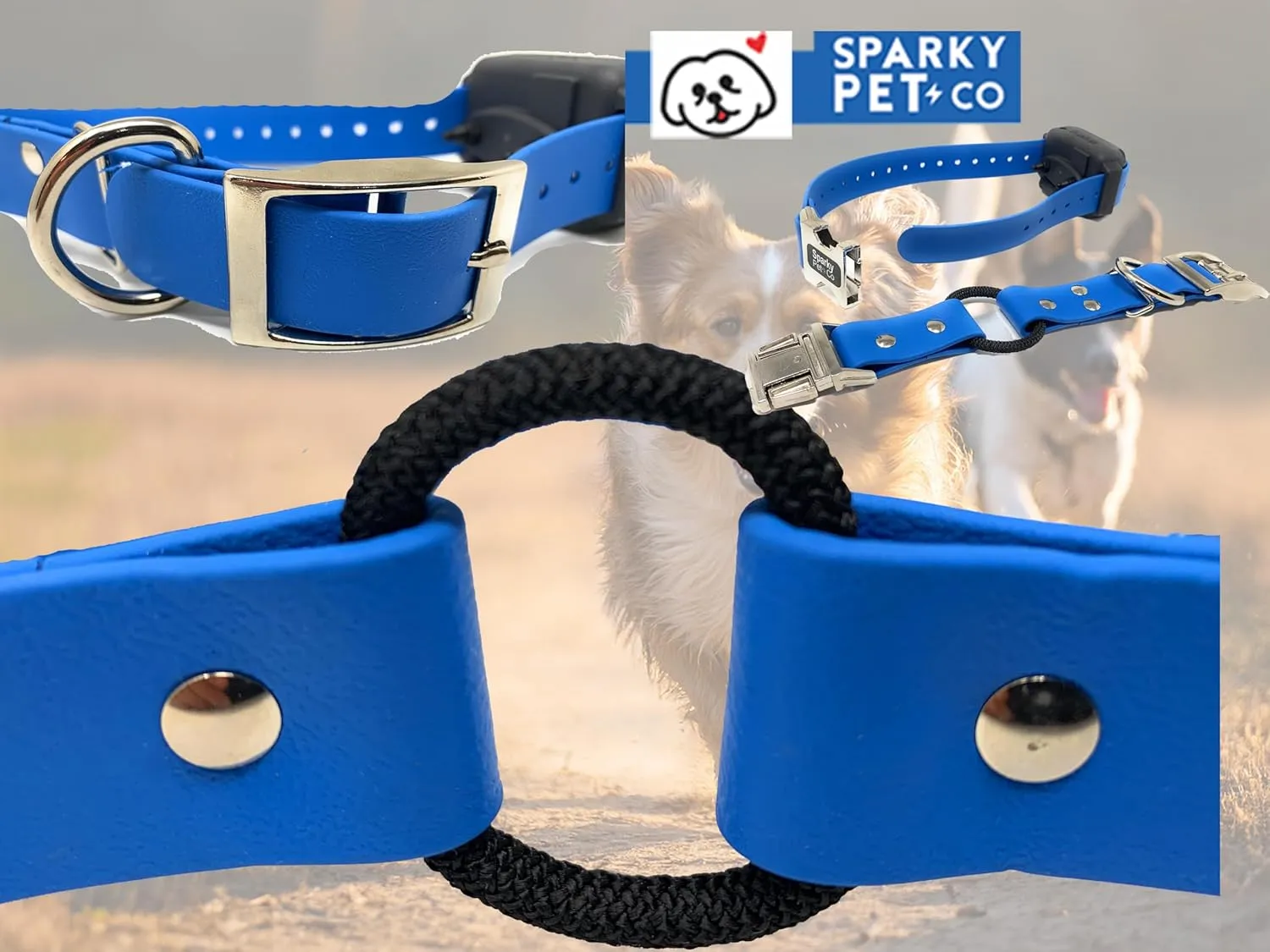 Sparky Pet Co - 3/4" ECollar Replacement Strap - Bungee Loop Dog Collar - Waterproof Biothane - Adjustable - Metal Clasp - for Invisible Fence Systems,Red
