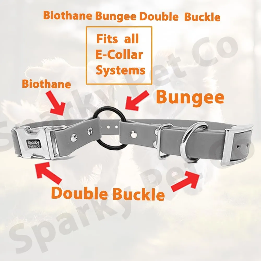 Sparky Pet Co - Zeus ECollar Replacement Strap - Bungee Loop Dog Collar - Waterproof Biothane - Adjustable - Double Buckle - Quick Snap Metal Clasp - Invisible Fence Systems - 1"x 30" Pink Refl