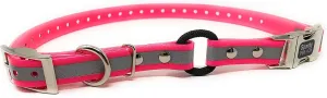 Sparky Pet Co - Zeus ECollar Replacement Strap - Bungee Loop Dog Collar - Waterproof Biothane - Adjustable - Double Buckle - Quick Snap Metal Clasp - Invisible Fence Systems - 1"x 30" Pink Refl