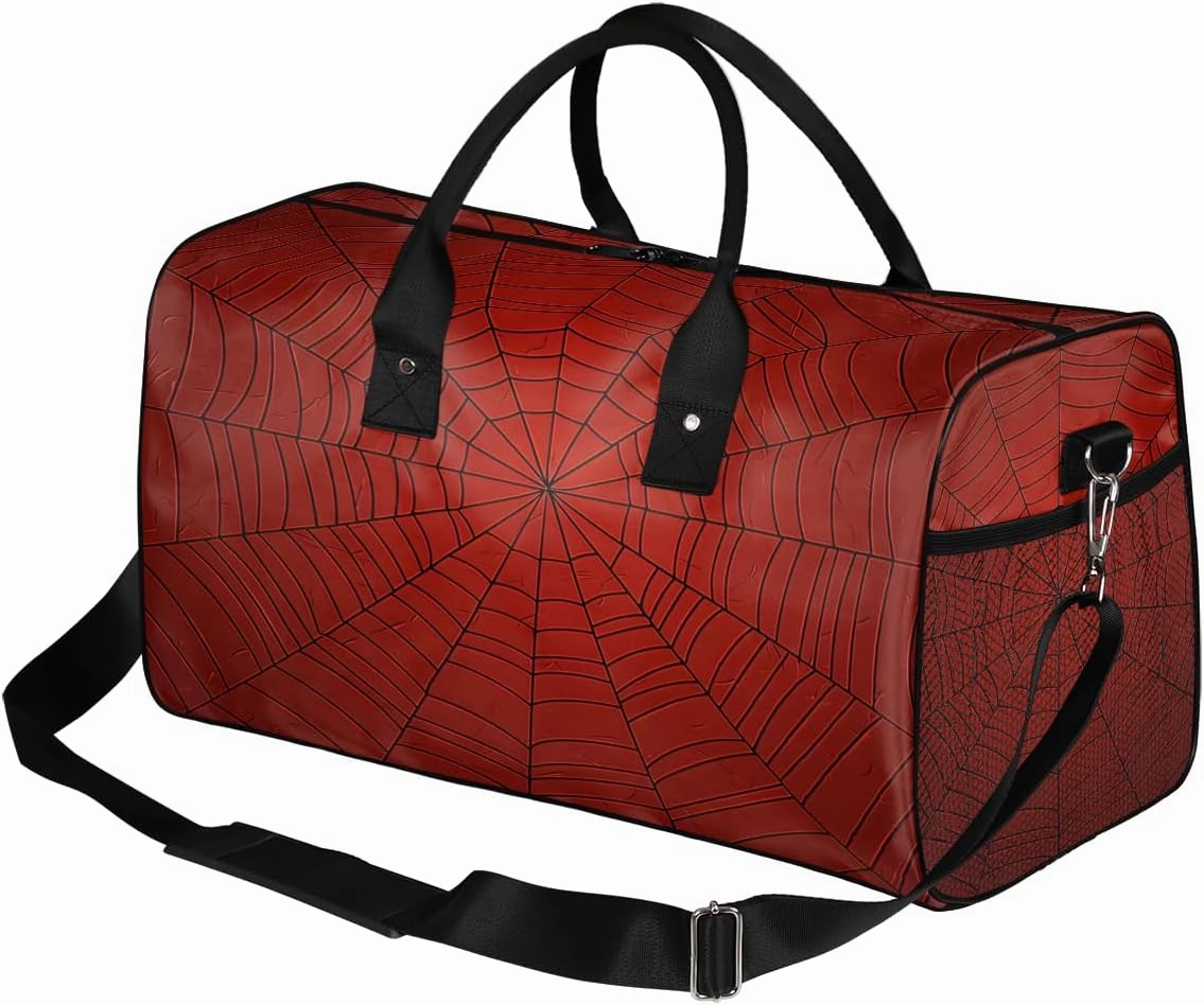 Spiders Web Travel Duffle Bag for Women Men Foldable Waterproof Weekender Bag Carry on Tote for Overnight Sports Gym Black