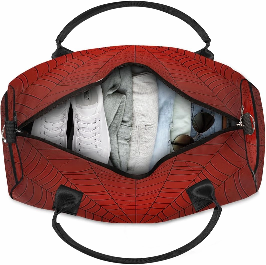 Spiders Web Travel Duffle Bag for Women Men Foldable Waterproof Weekender Bag Carry on Tote for Overnight Sports Gym Black