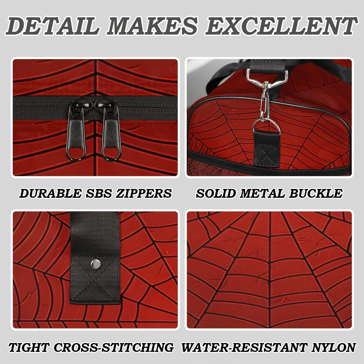 Spiders Web Travel Duffle Bag for Women Men Foldable Waterproof Weekender Bag Carry on Tote for Overnight Sports Gym Black