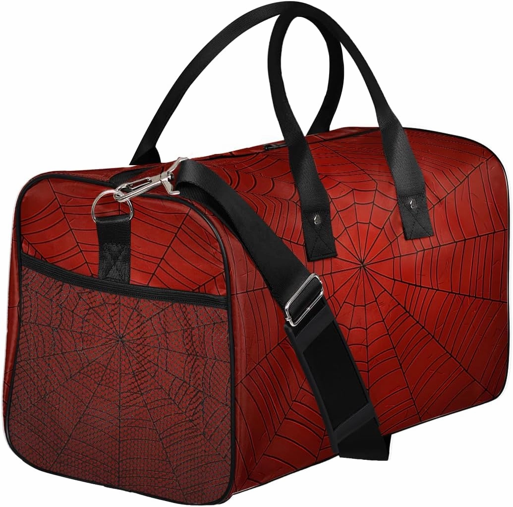 Spiders Web Travel Duffle Bag for Women Men Foldable Waterproof Weekender Bag Carry on Tote for Overnight Sports Gym Black