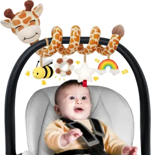 Spiral Car Seat Baby Toys 0-6 Months, Infant Carseat Sensory Toys Hanging Stroller Accessories, Newborn Gifts for Baby Boys Girls Essentials | Cute Colorful Giraffe