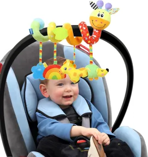 Spiral Car Seat Toys Stroller Toy for Babies - Baby Crib Hanging Rattles Toys for Babies 0-12 Months, Carseat Pram Crib with Musical Rattle Toy for Newborn Boys Girls Gifts（Giraffe）