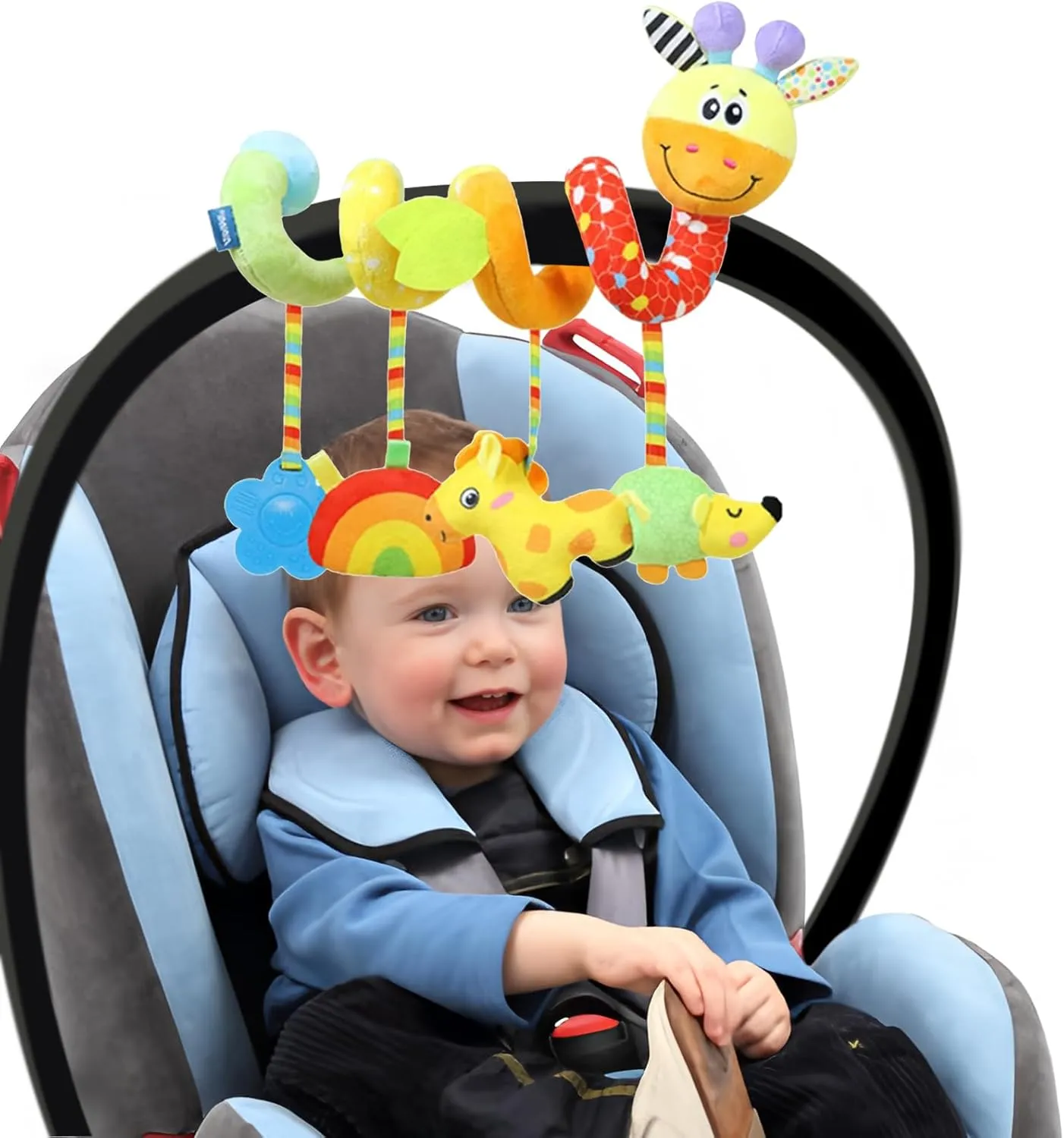 Spiral Car Seat Toys Stroller Toy for Babies - Baby Crib Hanging Rattles Toys for Babies 0-12 Months, Carseat Pram Crib with Musical Rattle Toy for Newborn Boys Girls Gifts（Giraffe）