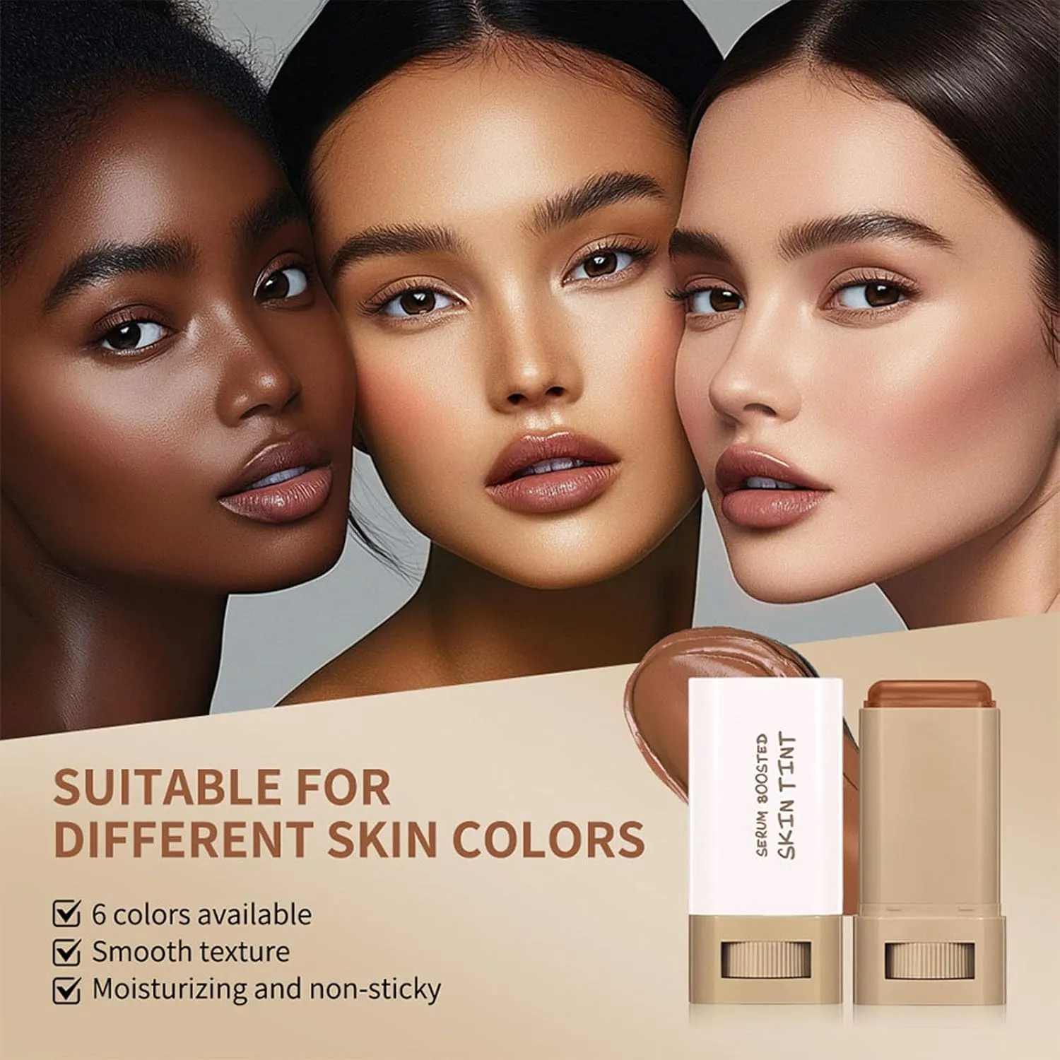 Splendor Serum Boosted Skin Tint Balm, Solid Tinted Moisturizing Serum Contour Stick Foundation Face Stick, Sweat-proof Portable for Women of All Skin Tones (#5-2PCS)