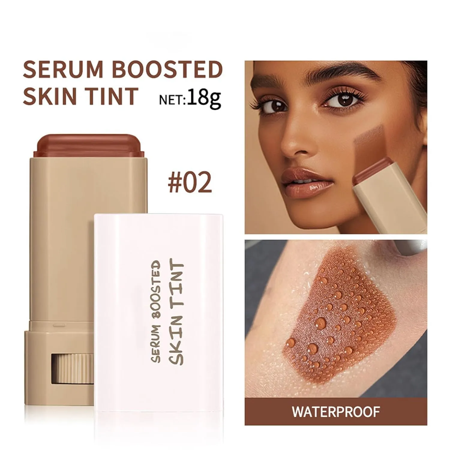 Splendor Serum Boosted Skin Tint Balm, Solid Tinted Moisturizing Serum Contour Stick Foundation Face Stick, Sweat-proof Portable for Women of All Skin Tones (#5-2PCS)