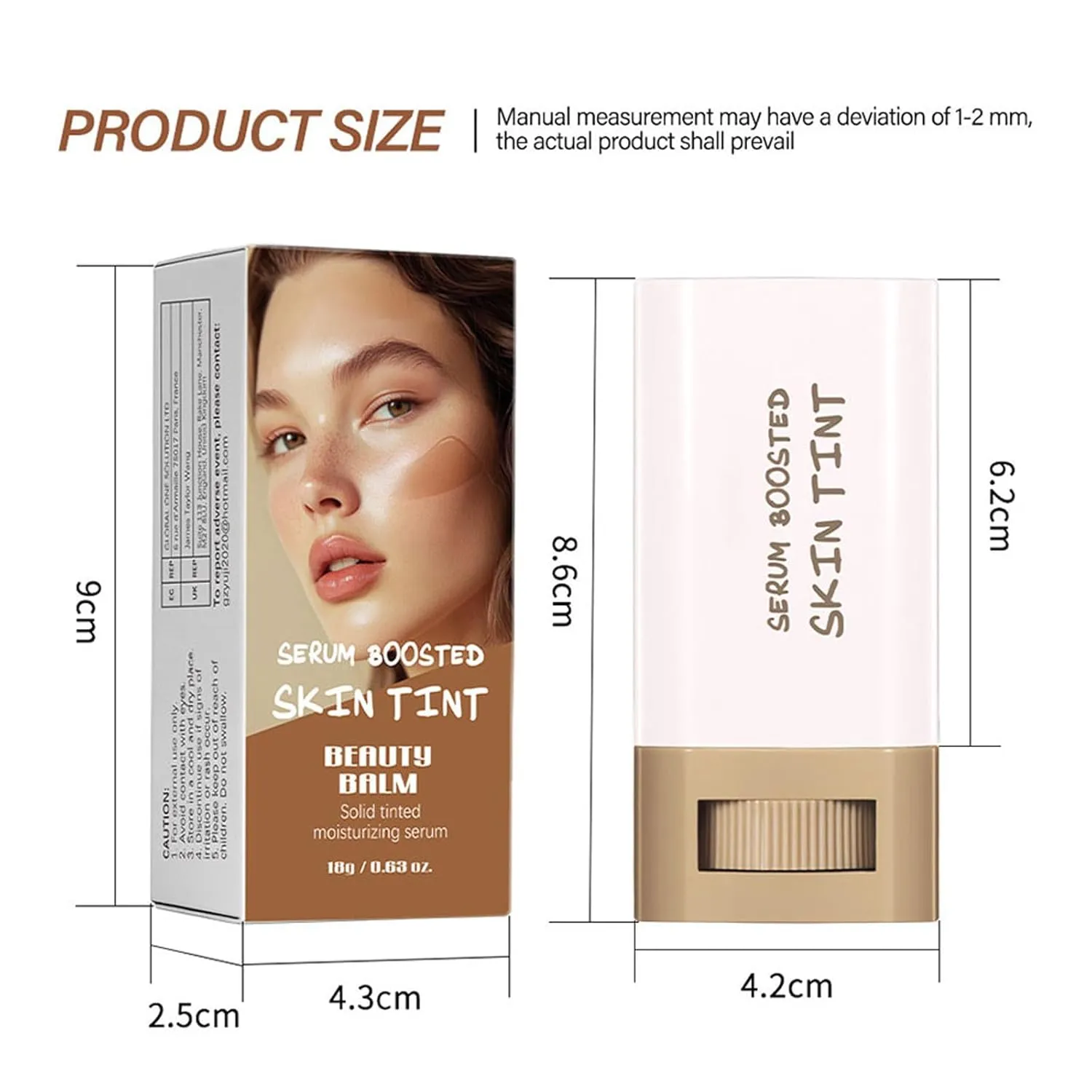 Splendor Serum Boosted Skin Tint Balm, Solid Tinted Moisturizing Serum Contour Stick Foundation Face Stick, Sweat-proof Portable for Women of All Skin Tones (#5-2PCS)