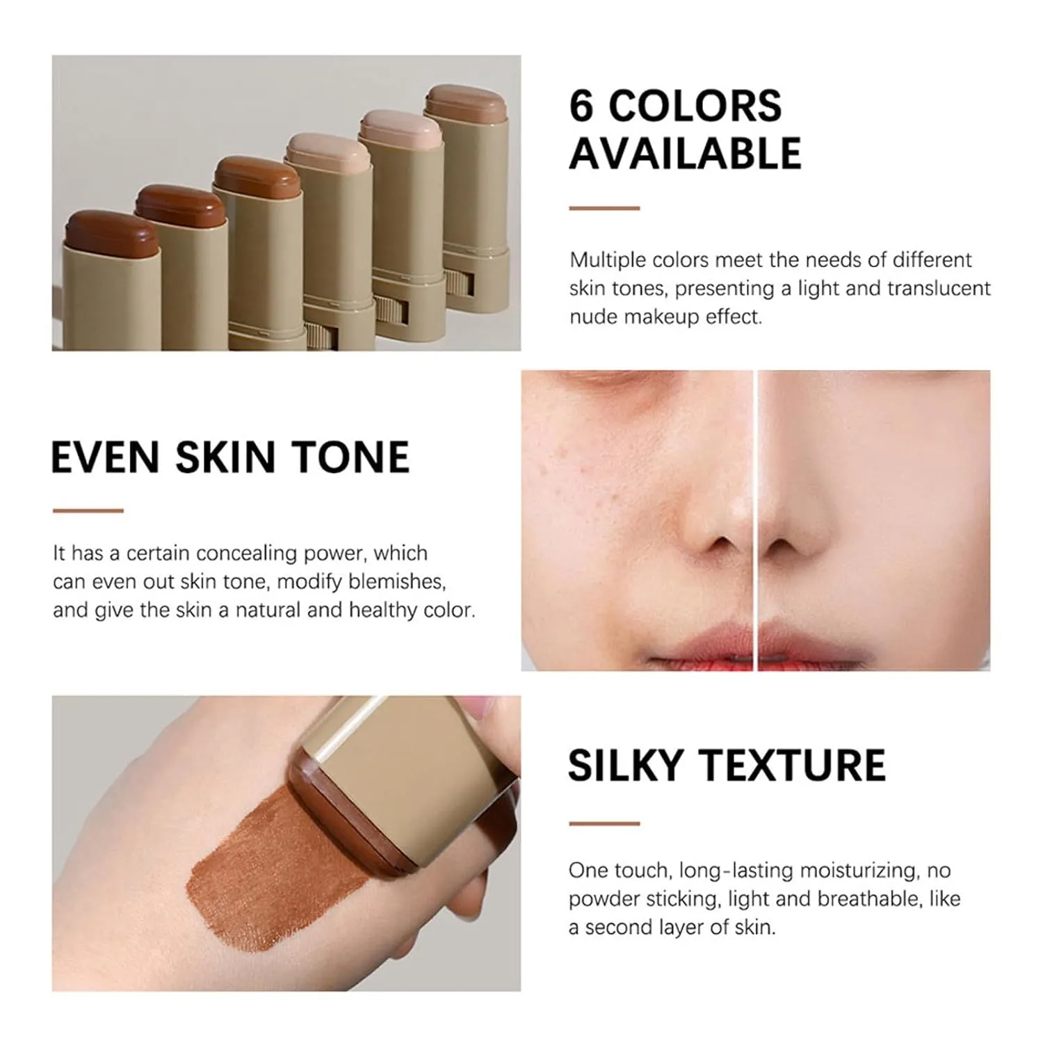 Splendor Serum Boosted Skin Tint Balm, Solid Tinted Moisturizing Serum Contour Stick Foundation Face Stick, Sweat-proof Portable for Women of All Skin Tones (#5-2PCS)