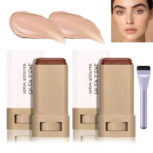 Splendor Serum Boosted Skin Tint Balm, Solid Tinted Moisturizing Serum Contour Stick Foundation Face Stick, Sweat-proof Portable for Women of All Skin Tones (#5-2PCS)