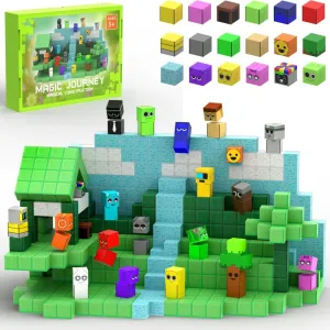 Sprunki Figures Magnetic Blocks Set, 1 inch Large Magnetic Building Blocks, 96pcs Stacking Construction Set, Game-Based Build Sprunki Game World, STEM Sensory Gifts for Easter Birthday