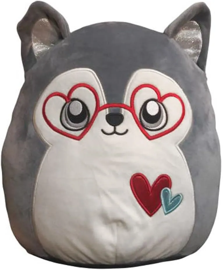 Squishmallows Official Kellytoy Valentines Squad Squishy Soft Plush Toy Animal (12 Inch, Ryan Husky (Glasses))