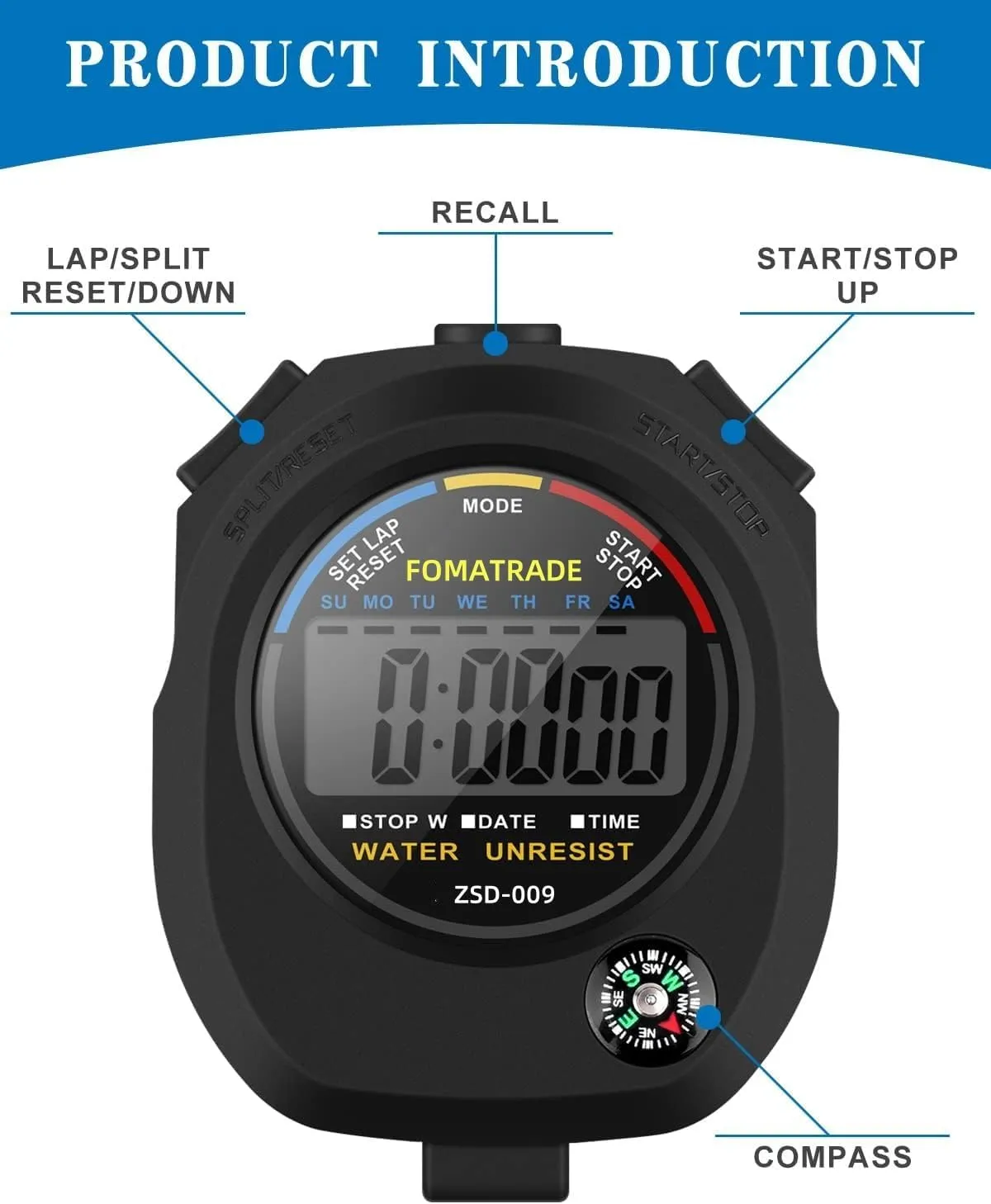Stopwatches for Coaches Waterproof Stopwatch,Digital Stopwatch Timer,Sport Stop Watch,Interval Timer with Large Display
