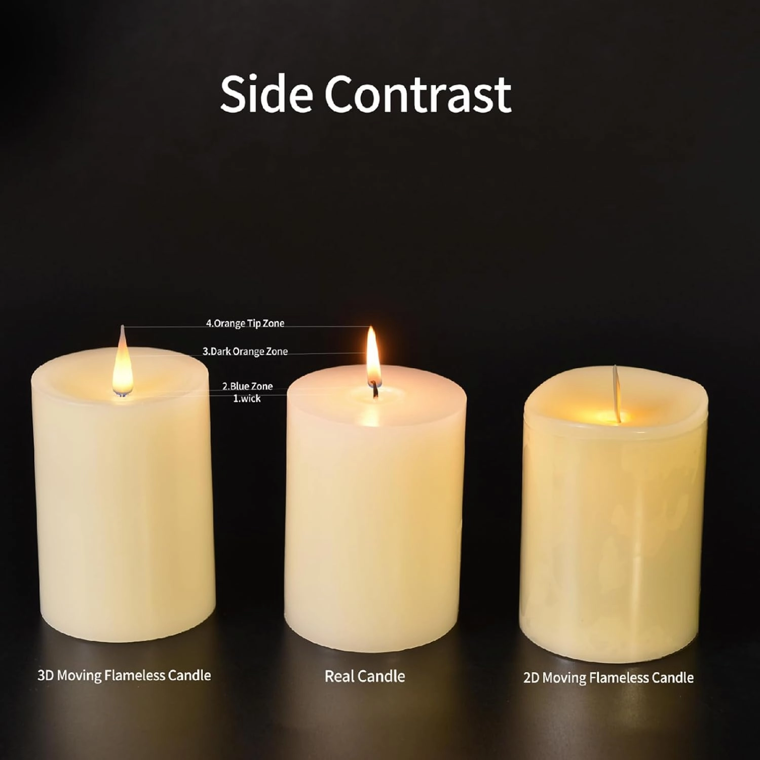 Stripe Pillar Candles with Remote Timer, Battery Candles Up to 400 Hours, 3D Moving Flame Wax Candle, Set of 2, 3 x H6 Inches,Remote Included(Blue Vertical Stripe-2 Pack).