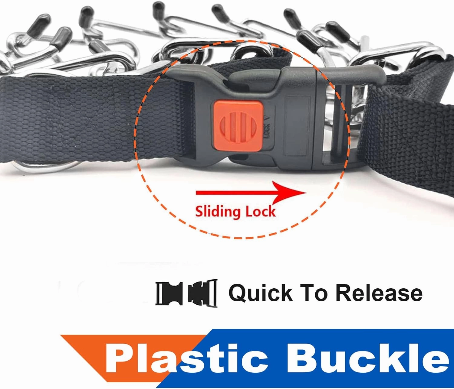 Supet Dog Prong Collar, Dog Choke Collar Adjustable Dog Pinch Collar with Quick Release Buckle/Nylon Cover for Small Medium Large Dogs