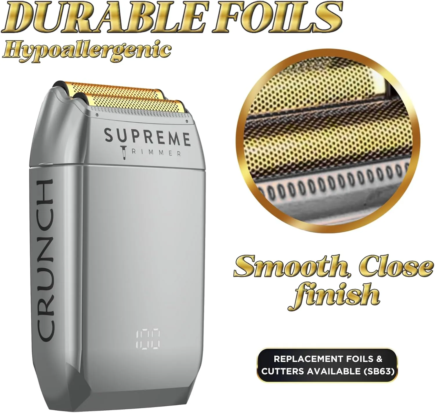 Supreme Trimmer Crunch Electric Razor for Men | 150 Minute Runtime, Waterproof Wet/Dry Men's Electric Corded/Cordless Double Foil Shaver for Stubble | STF602