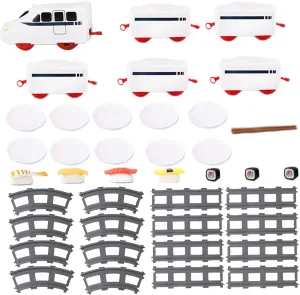 Sushi Train Rotating Food Train for Table Household Dinner with Rail Conveyor Belt, Serving Tray Battery Powered Table for Party, Display, Swing Plate Sushi
