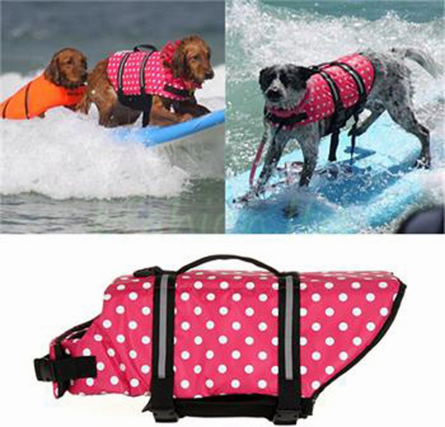 suyi Pet Dog Swimming Life Jacket Reflective Saver Preserver Floatation Vest Coat with Adjustable Belt Standard Fastening Pink Blue Yellow Size XS M L XL