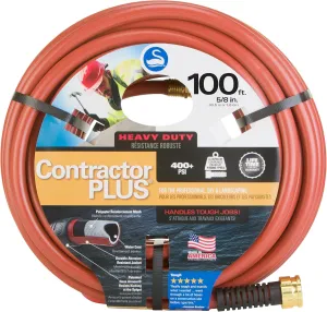 Swan ContractorPLUS Heavy Duty Watering Hose, 100' Length, 5/8" Diameter, 400  PSI, Red