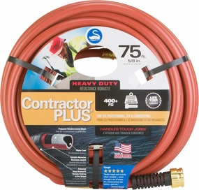 Swan Products SNCG58075 CONTRACTOR  Commercial Duty Clay Water Hose with Crush Proof Couplings 75' x 5/8", Red