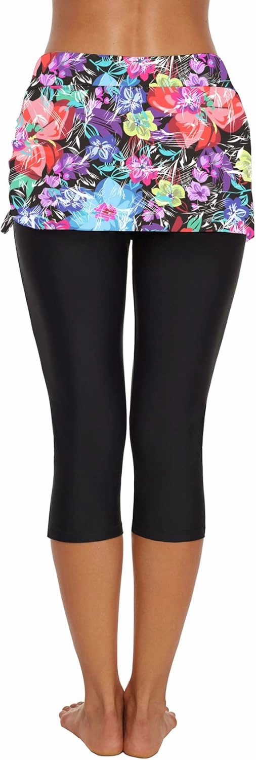 Swimming Water Pants Skirted Swim Shorts Cropped Capri Surf Leggings Wetsuit Pants UV Boardshorts for Women