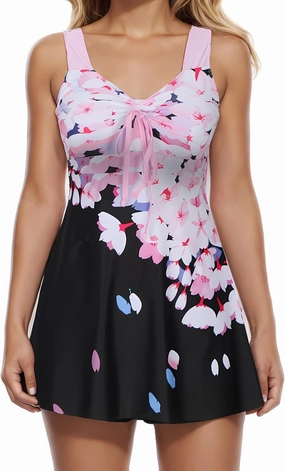 Swimsuit for Women 2024 Plus Size Two Piece Floral Print Beach Tankini Swim High Waisted Tummy Control Bathing Suits