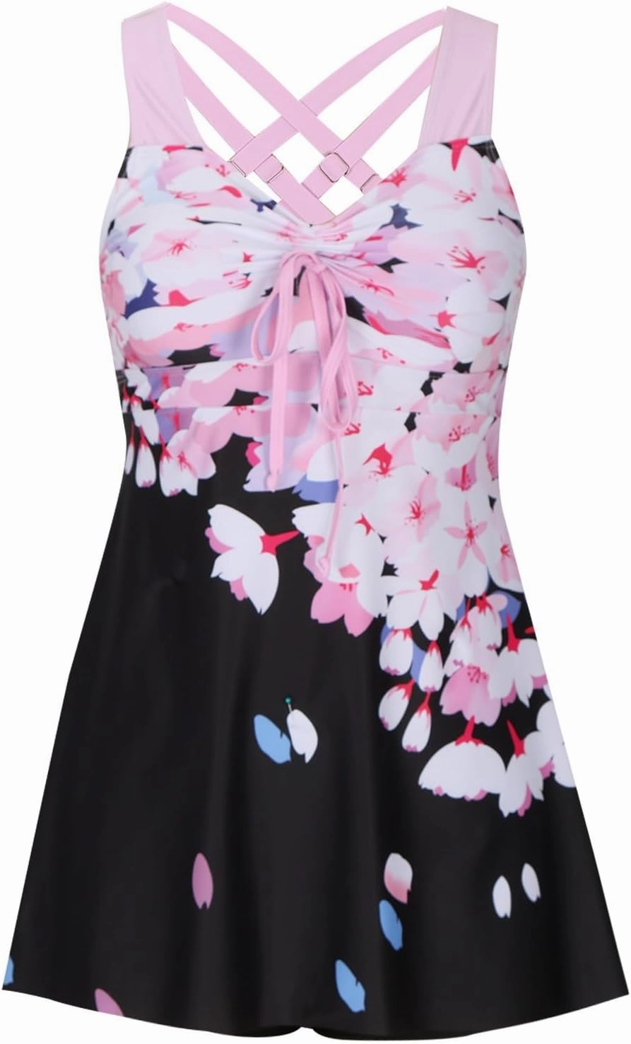 Swimsuit for Women 2024 Plus Size Two Piece Floral Print Beach Tankini Swim High Waisted Tummy Control Bathing Suits