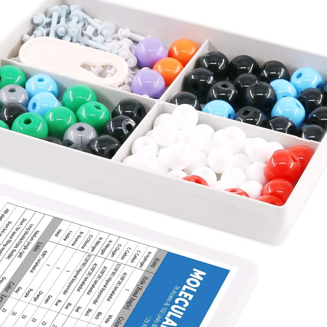 Swpeet 179 Pcs Organic Chemistry Molecular Model Student and Teacher Kit, Chemistry Molecular Model Student and Teacher Set - 76 Atoms & 102 Links & 1 Short Link Remover Tool