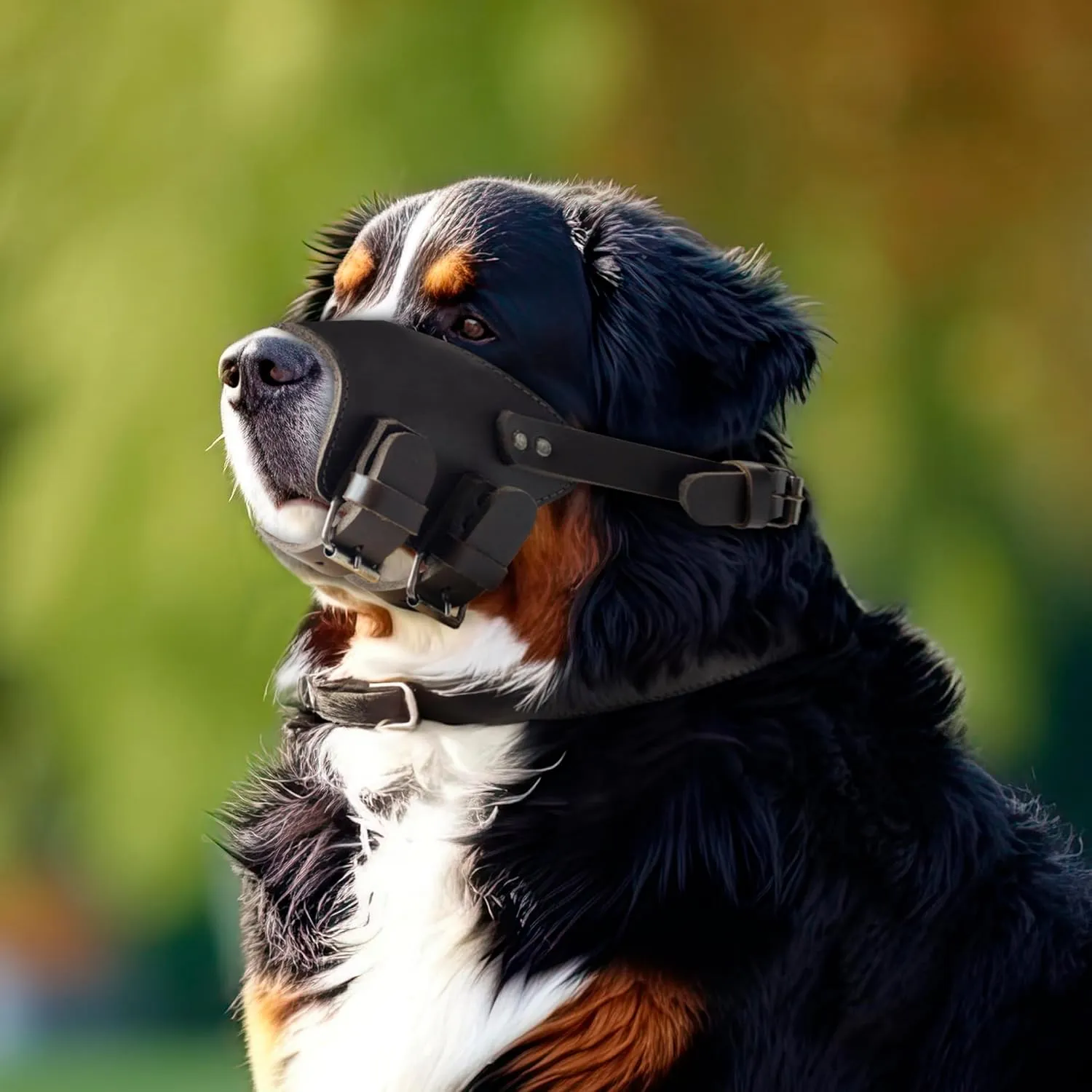 TACO DOG, Dog Muzzle Guard with Adjustable Straps, Secure Training Cover, Mouth Guard Mask Prevents Biting Chewing, Full Grain Leather, Handmade (Bourbon Brown, XL)