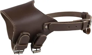 TACO DOG, Dog Muzzle Guard with Adjustable Straps, Secure Training Cover, Mouth Guard Mask Prevents Biting Chewing, Full Grain Leather, Handmade (Bourbon Brown, XL)