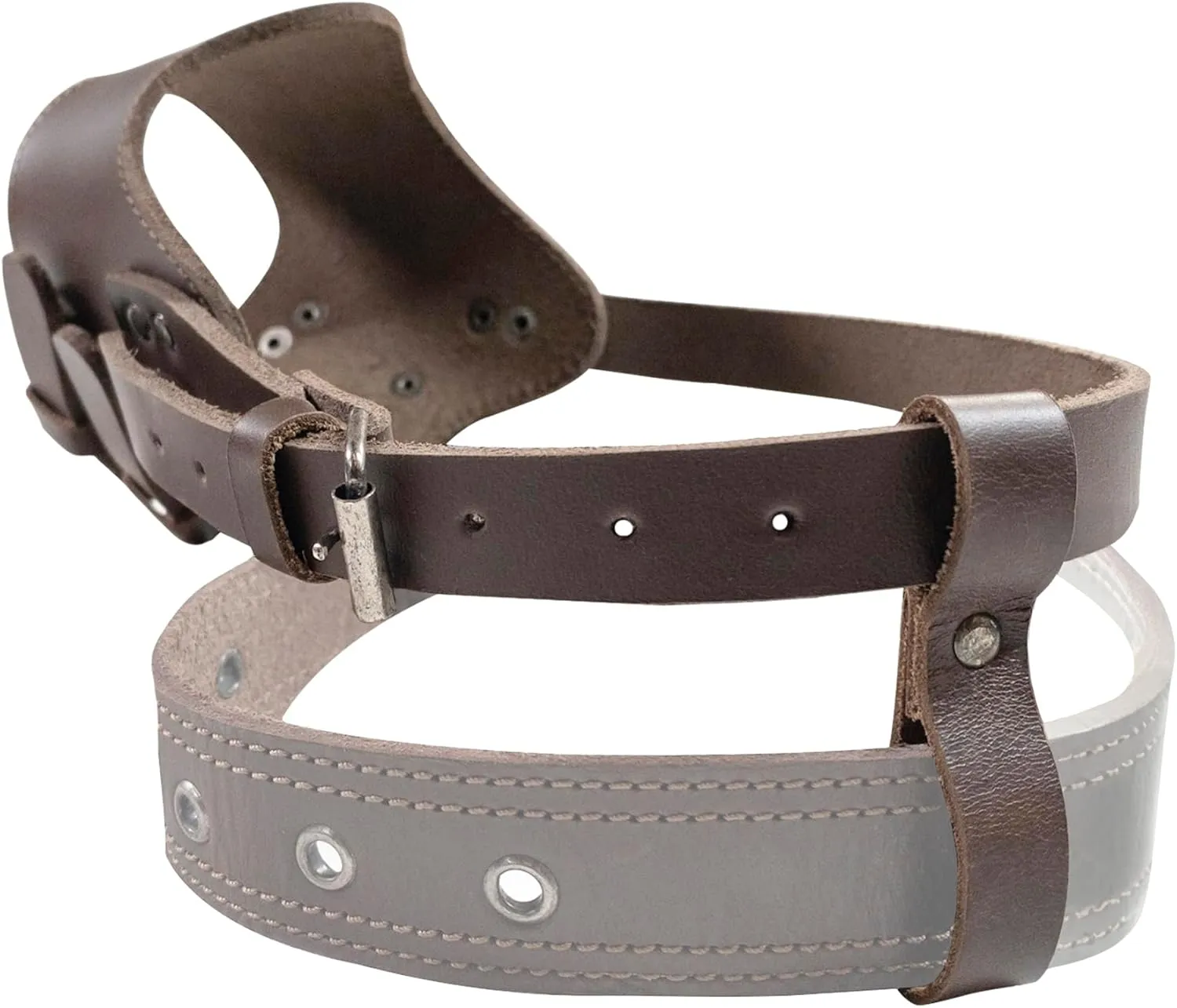 TACO DOG, Dog Muzzle Guard with Adjustable Straps, Secure Training Cover, Mouth Guard Mask Prevents Biting Chewing, Full Grain Leather, Handmade (Bourbon Brown, XL)
