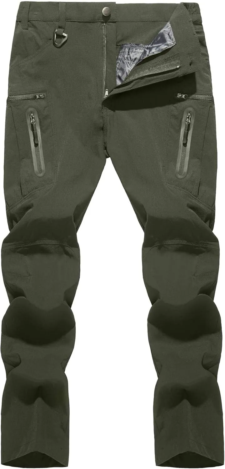 TACVASEN Men's Lightweight Hiking Tactical Pants Waterproof Quick Dry Cargo Work Rain Outdoor Pants 8 Pockets