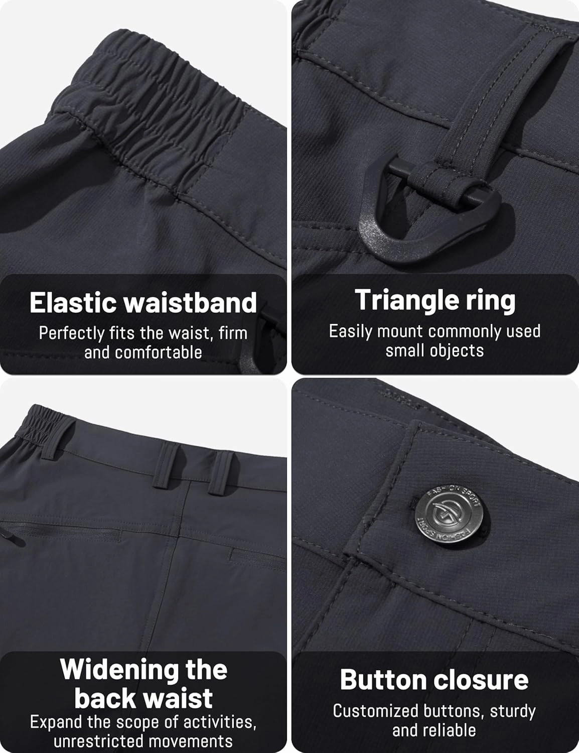 TACVASEN Men's Lightweight Hiking Tactical Pants Waterproof Quick Dry Cargo Work Rain Outdoor Pants 8 Pockets