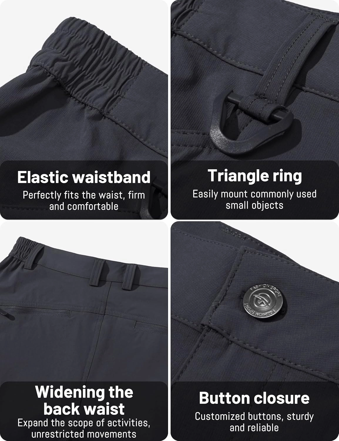 TACVASEN Men's Lightweight Hiking Tactical Pants Waterproof Quick Dry Cargo Work Rain Outdoor Pants 8 Pockets